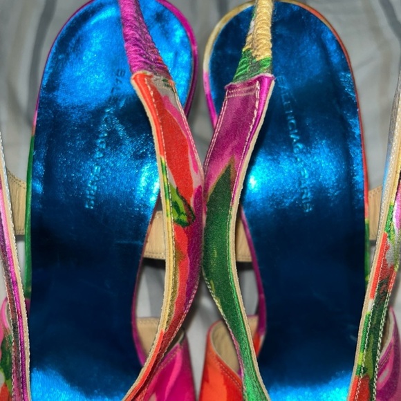 Balenciaga Paris Multicolor Satin Slingback OpenToe Sandals EU39.5 US9 - Picture 6 of 13